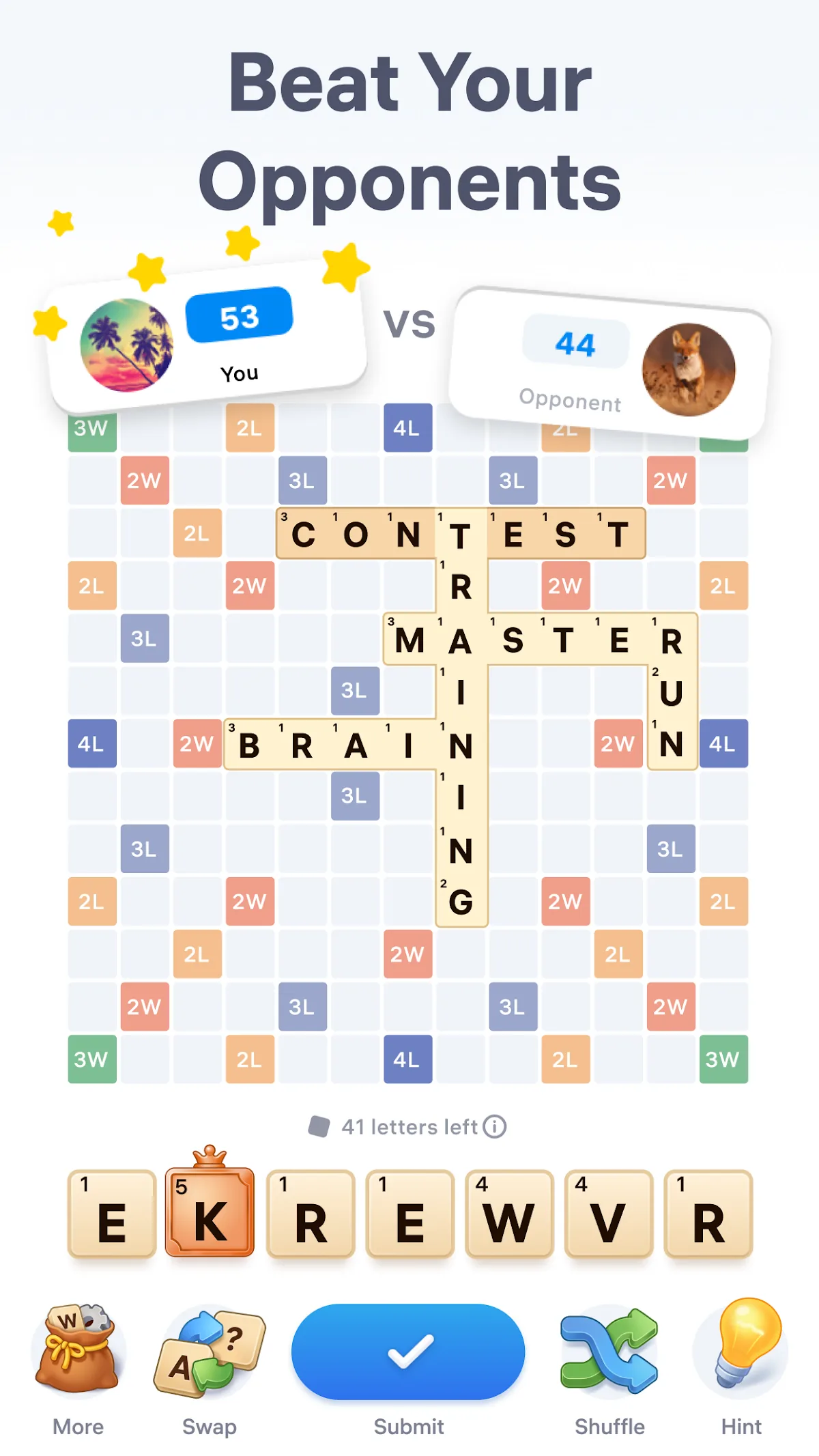 Easy Words letter tiles and game board